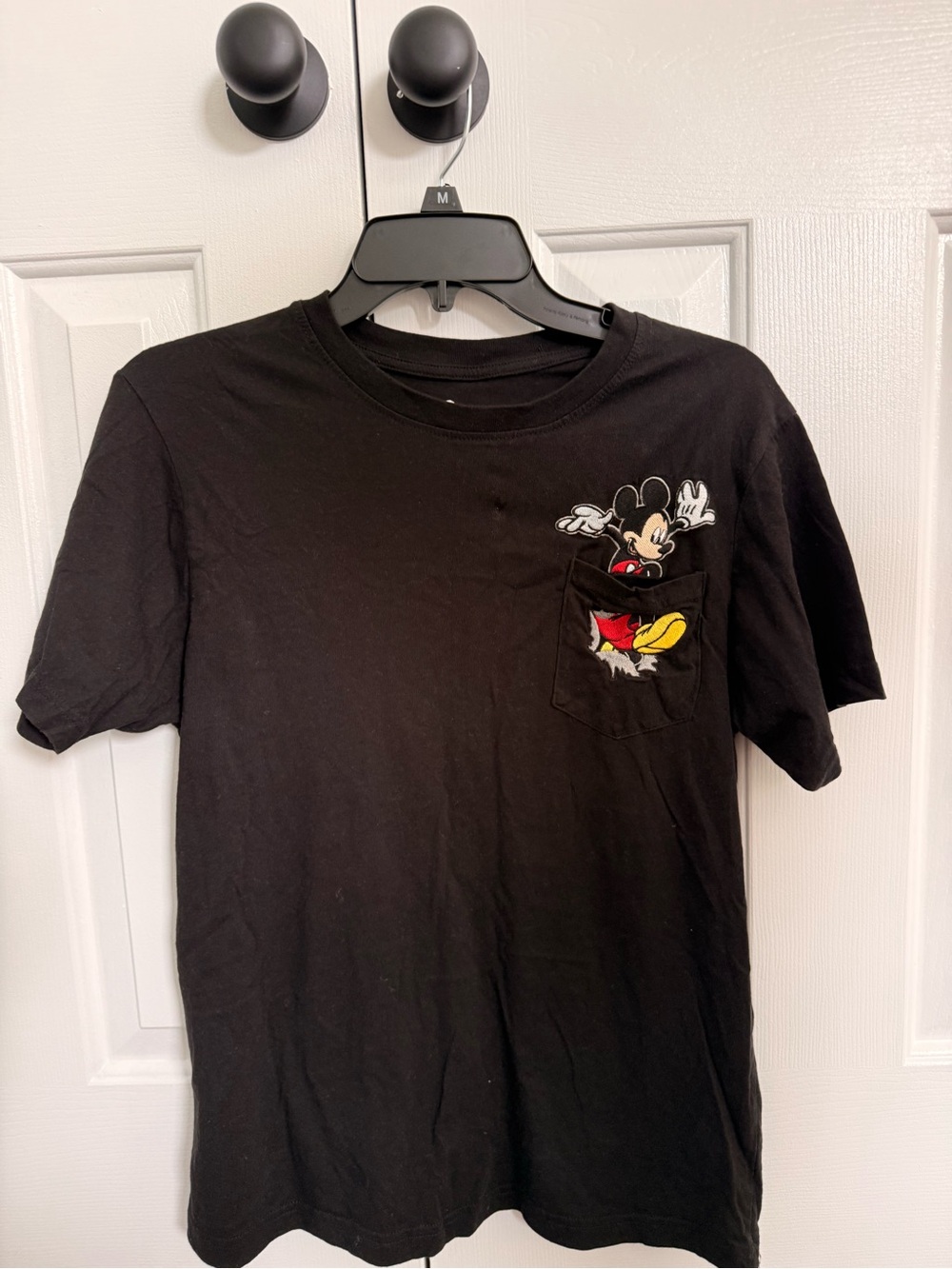 Disney Black Short-Sleeve Tee with Mickey Pocket Graphic